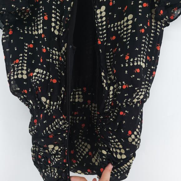 VTG Luxe XS 100% Silk Y2K Whimsigoth Twee Art Blouse Rouche Waist Flutter Sleeve - Picture 10 of 16